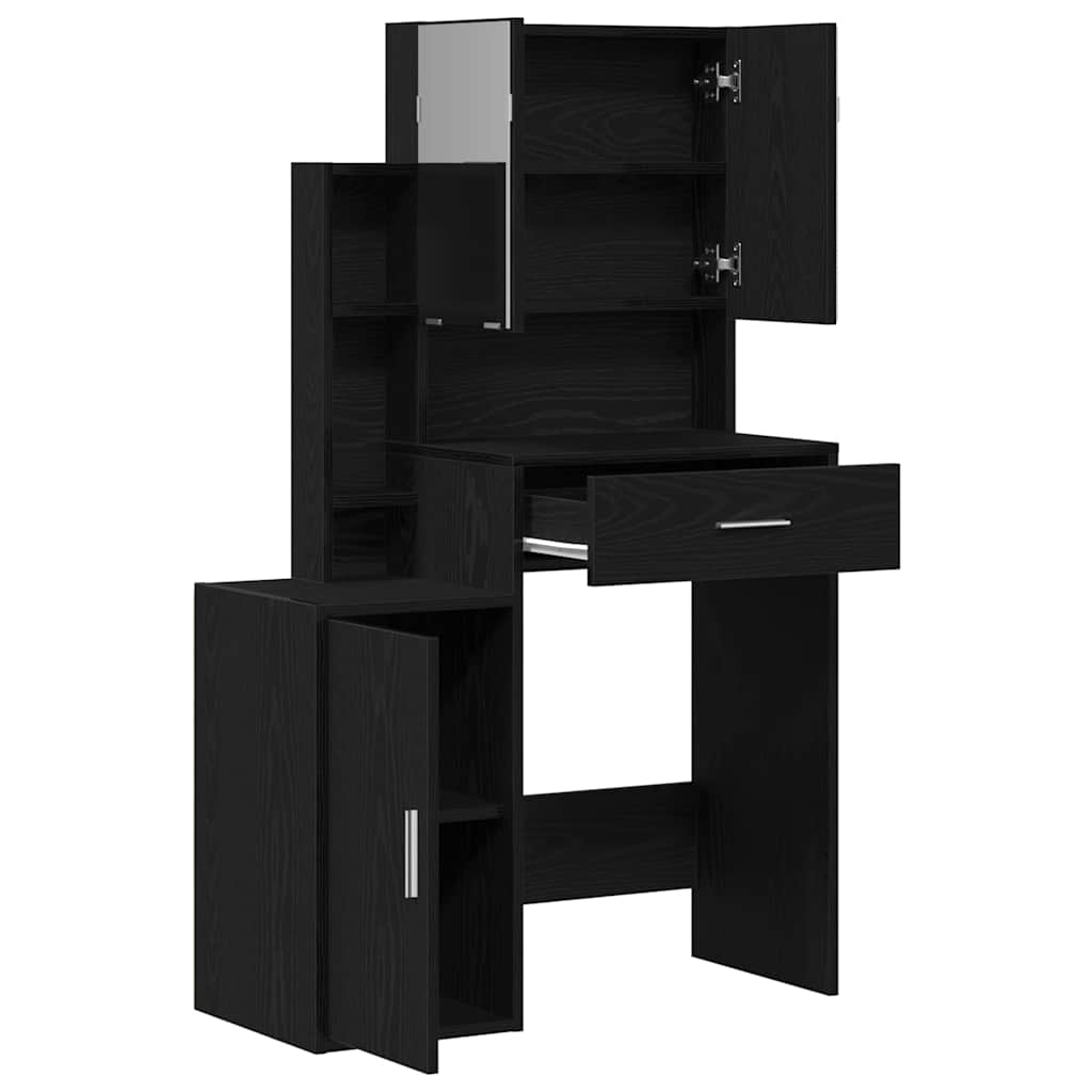 Schminktisch Schwarz Eichen-Optik 80 x 35 x 132 cm
