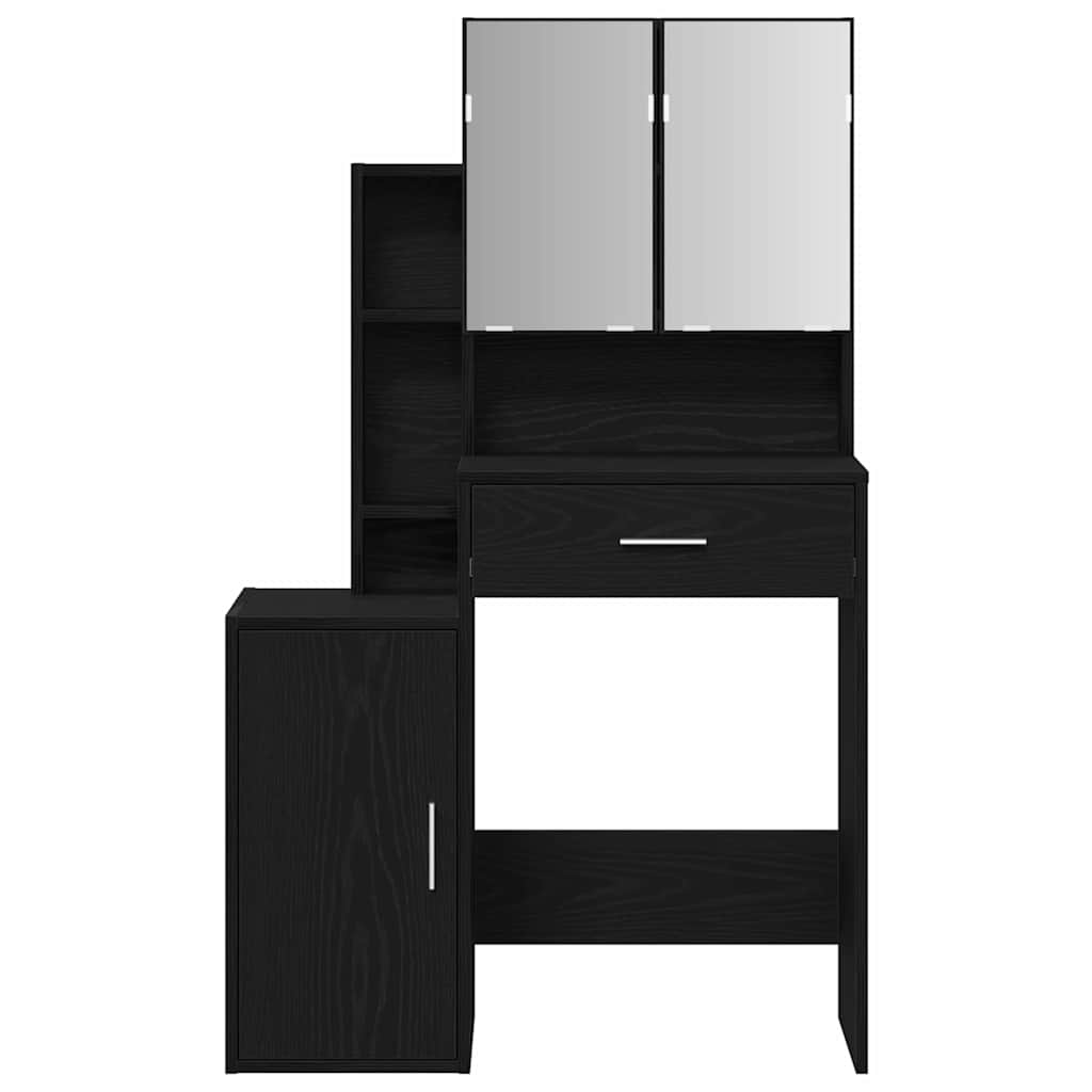 Schminktisch Schwarz Eichen-Optik 80 x 35 x 132 cm