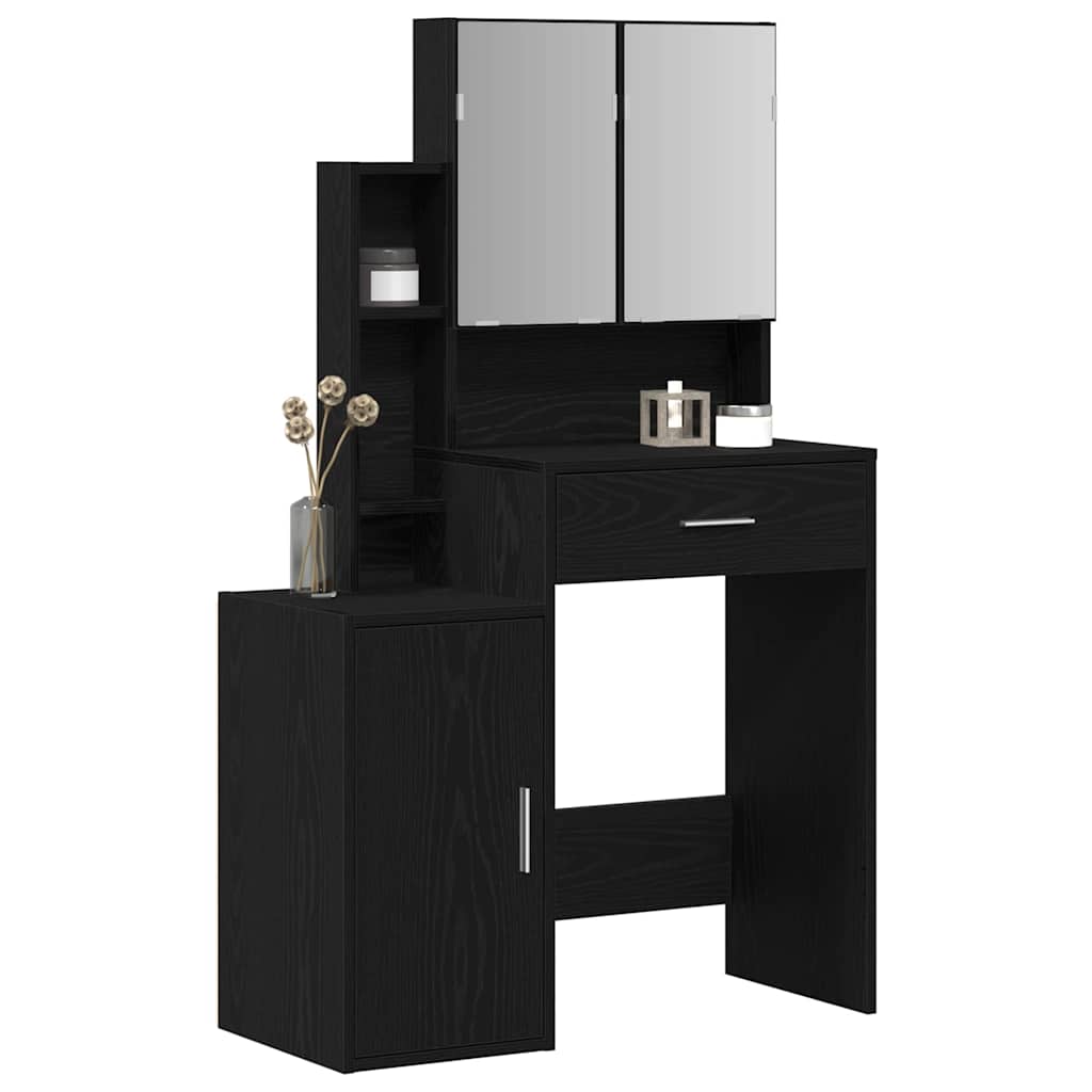 Schminktisch Schwarz Eichen-Optik 80 x 35 x 132 cm
