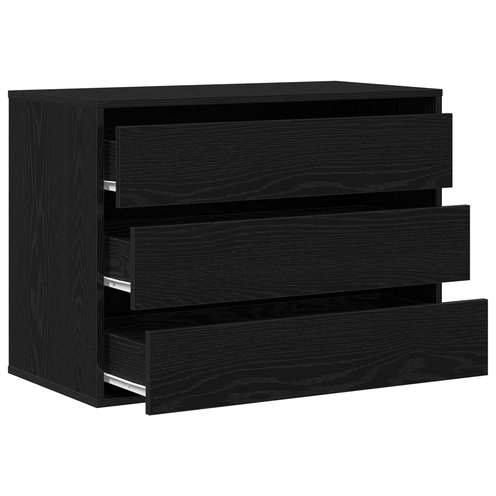 Schubladenschrank 3-Schublade Schwarz 80 x 41 x 58 cm