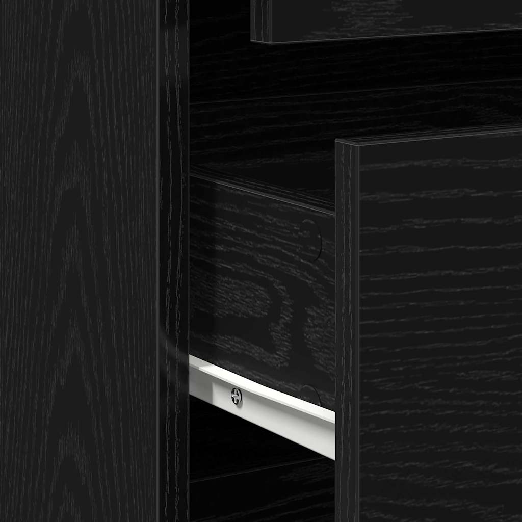 Schubladenschrank 3-Schublade Schwarz 40 x 41 x 76 cm