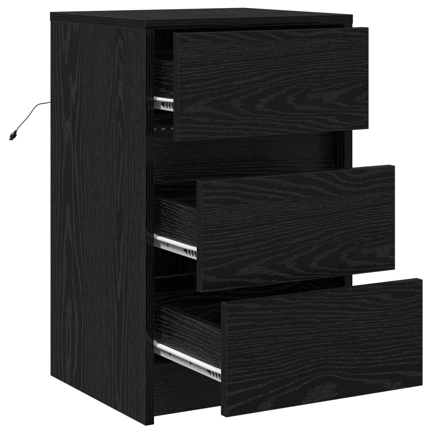Nachttisch Schwarz Eichen-Optik 38 x 34 x 61 cm Holzwerkstoff