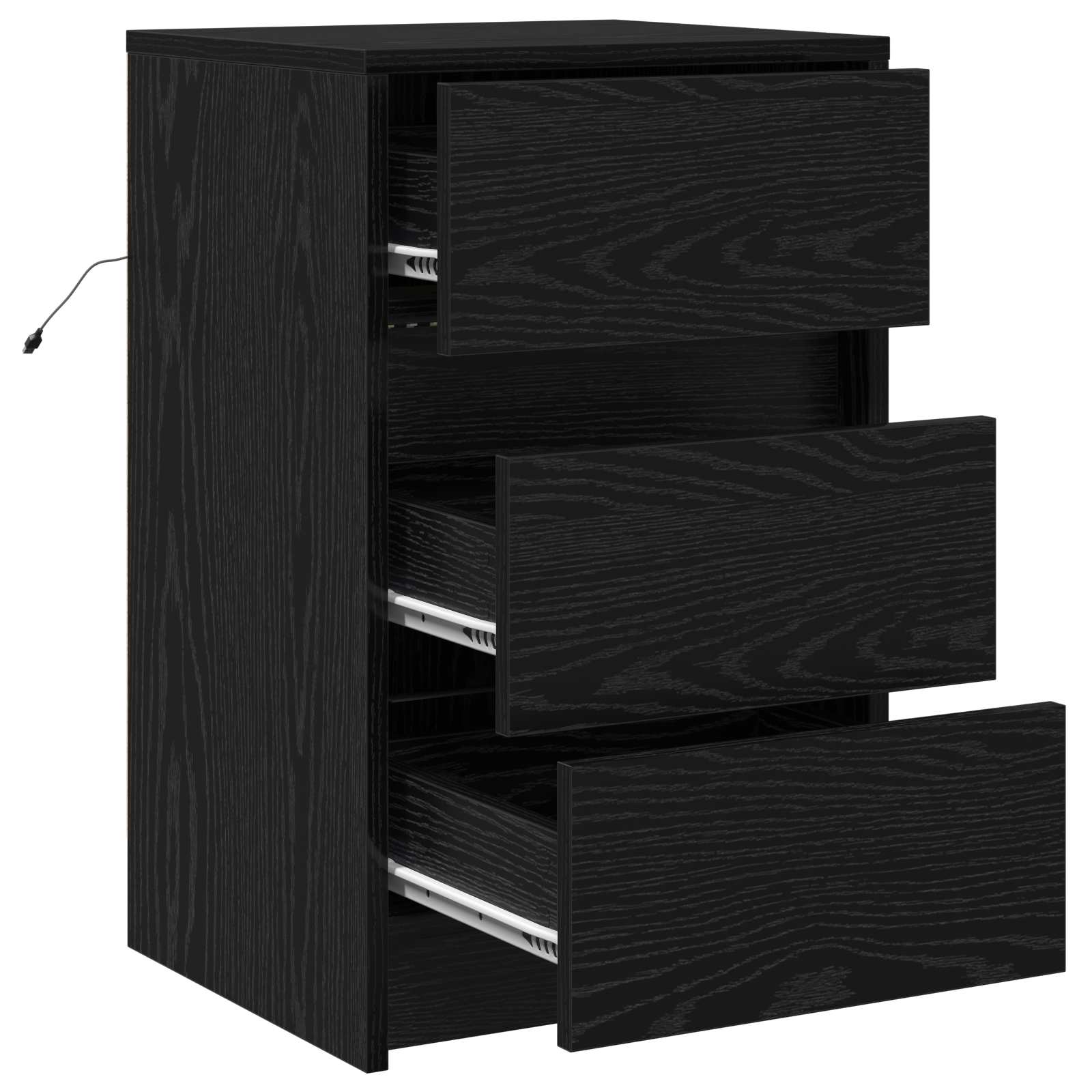 Nachttisch Schwarz Eichen-Optik 38 x 34 x 61 cm Holzwerkstoff