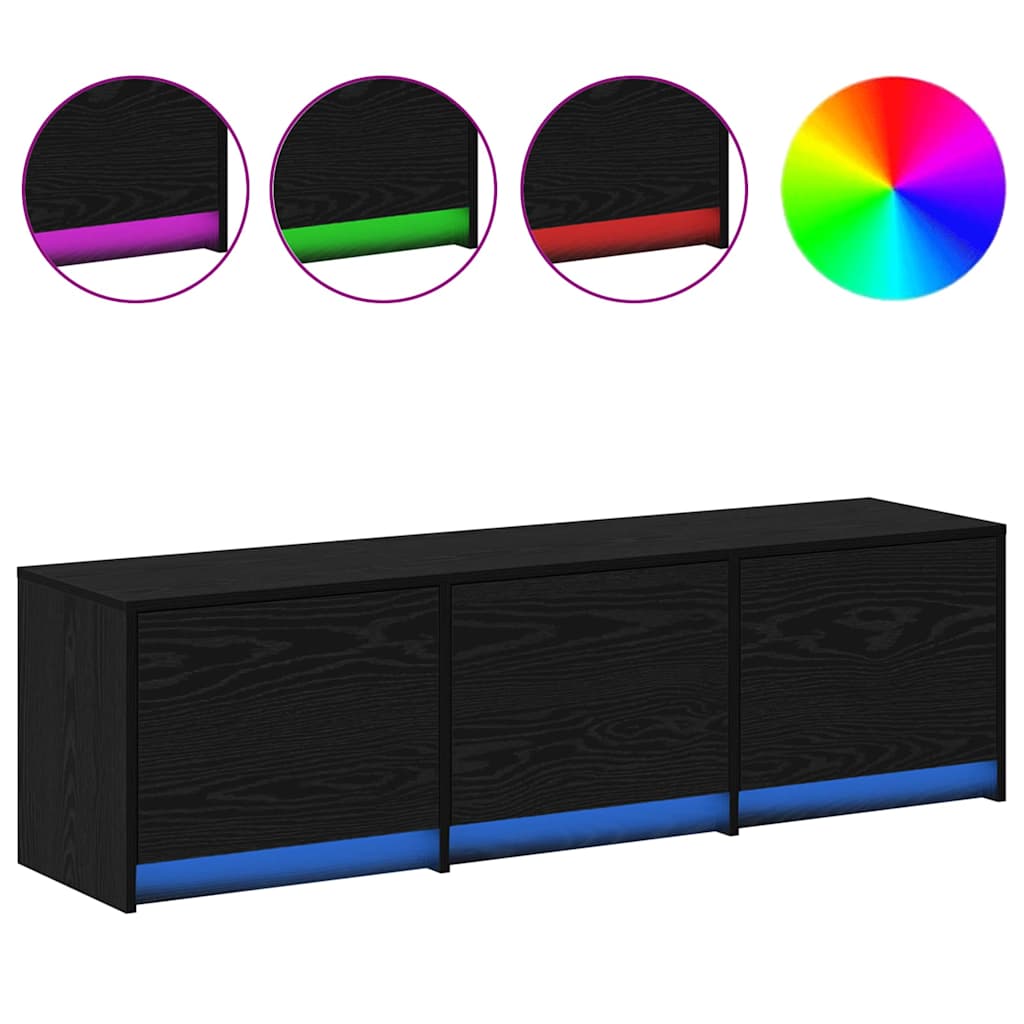 TV-Schrank Schwarz Eichen-Optik 140 x 34 x 40 cm Holzwerkstoff