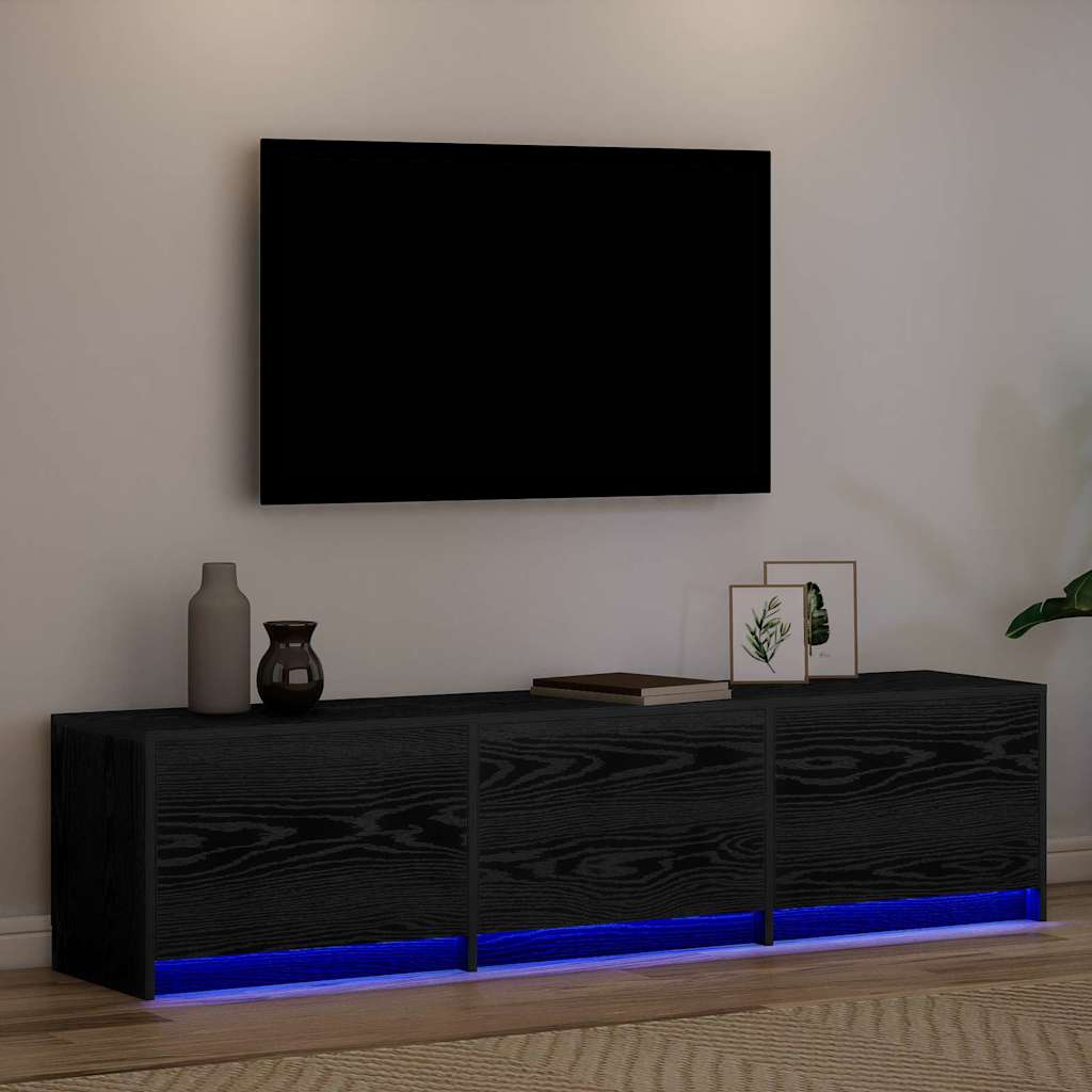 TV-Schrank Schwarz Eichen-Optik 162,5 x 34 x 40 cm