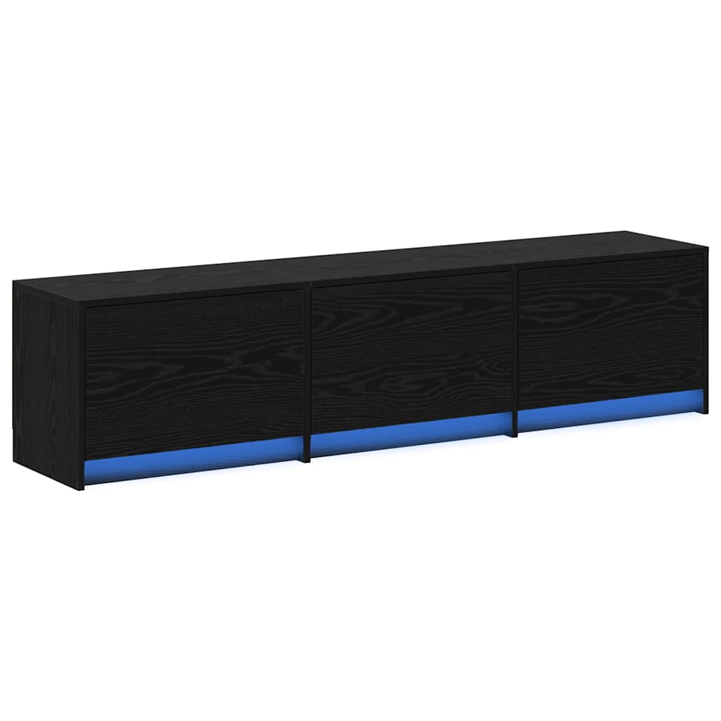 TV-Schrank Schwarz Eichen-Optik 162,5 x 34 x 40 cm