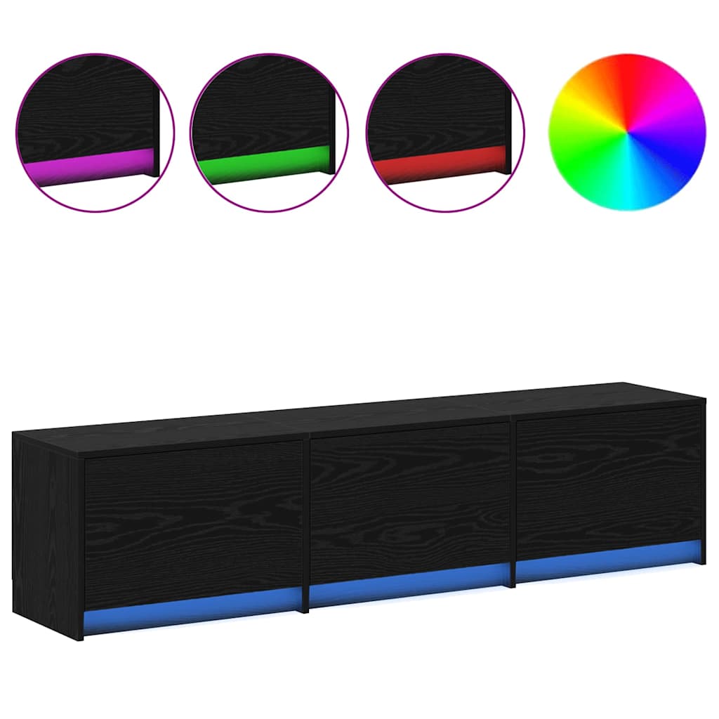 TV-Schrank Schwarz Eichen-Optik 162,5 x 34 x 40 cm