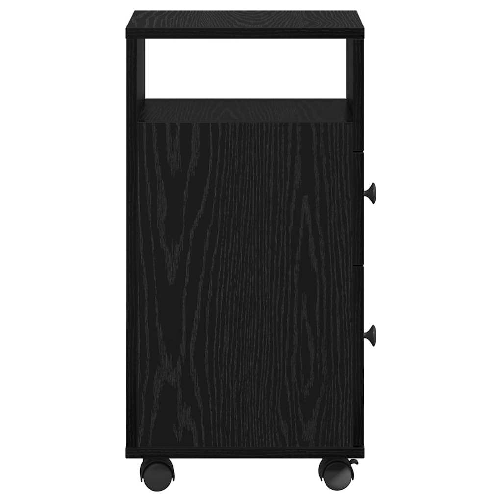 Schmaler Badschrank mit Rad Schwarze Eiche 33 x 23 x 65 cm