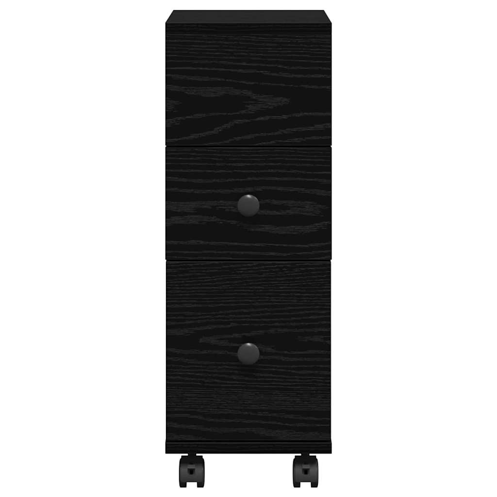 Schmaler Badschrank mit Rad Schwarze Eiche 33 x 23 x 65 cm