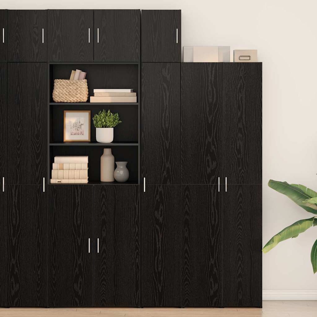 Wandschrank Wandmontiert Schwarz Eichen-Optik 30 x 42.5 x 40 cm