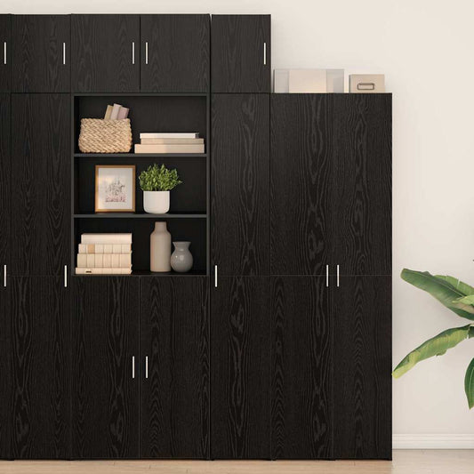 Wandschrank Wandmontiert Schwarz Eichen-Optik 30 x 42.5 x 40 cm