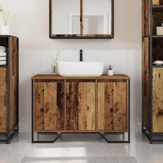 Waschbeckenunterschrank Altholz 91 x 35 x 60 cm Holzwerkstoff