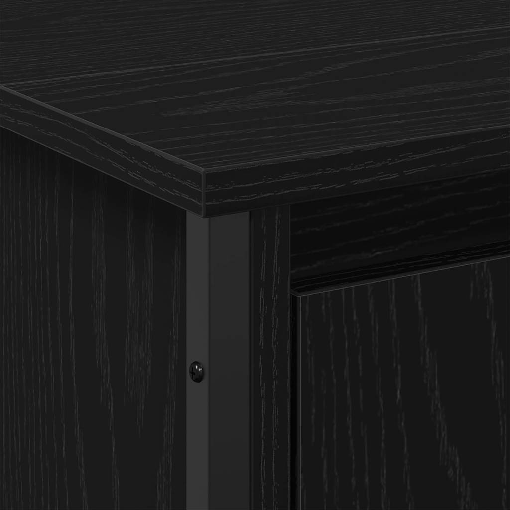 Waschbeckenunterschrank mit Tür Schwarze Eiche 91 x 35 x 60 cm