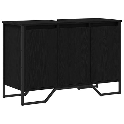 Waschbeckenschrank Schwarz Eichen-Optik 91 x 35 x 60 cm