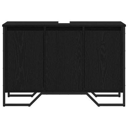 Waschbeckenschrank Schwarz Eichen-Optik 91 x 35 x 60 cm