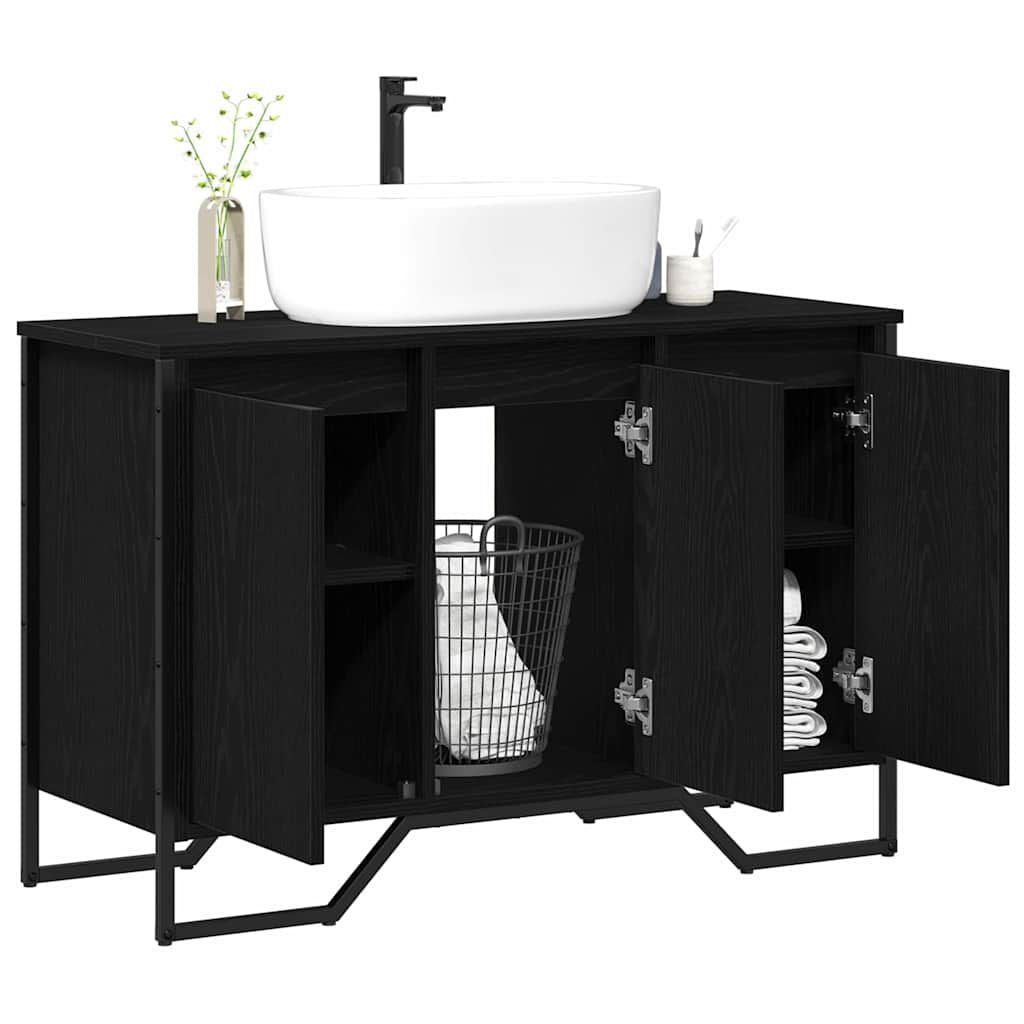 Waschbeckenunterschrank mit Tür Schwarze Eiche 91 x 35 x 60 cm
