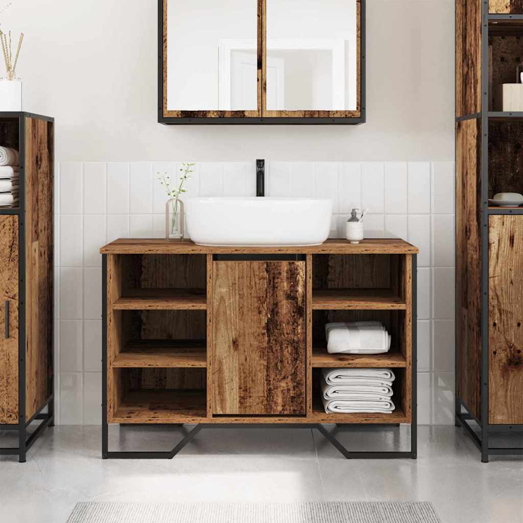 Waschbeckenschrank Altholz 91 x 35 x 60 cm Holzwerkstoff