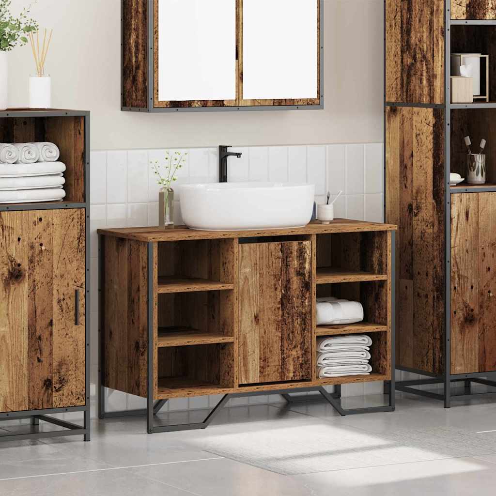 Waschbeckenschrank Altholz 91 x 35 x 60 cm Holzwerkstoff