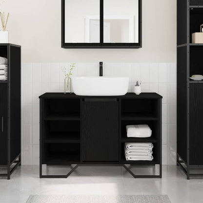Waschbeckenschrank Schwarz Eichen-Optik 91 x 35 x 60 cm