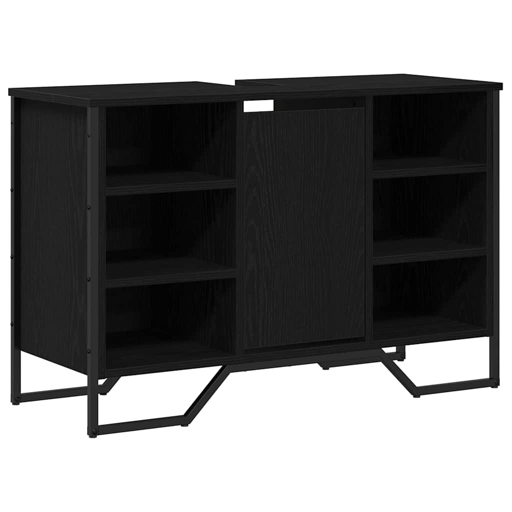 Waschbeckenschrank Schwarz Eichen-Optik 91 x 35 x 60 cm