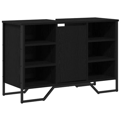 Waschbeckenschrank Schwarz Eichen-Optik 91 x 35 x 60 cm