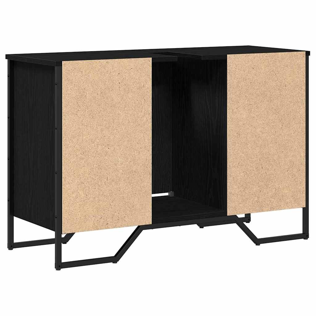 Waschbeckenschrank Schwarz Eichen-Optik 91 x 35 x 60 cm