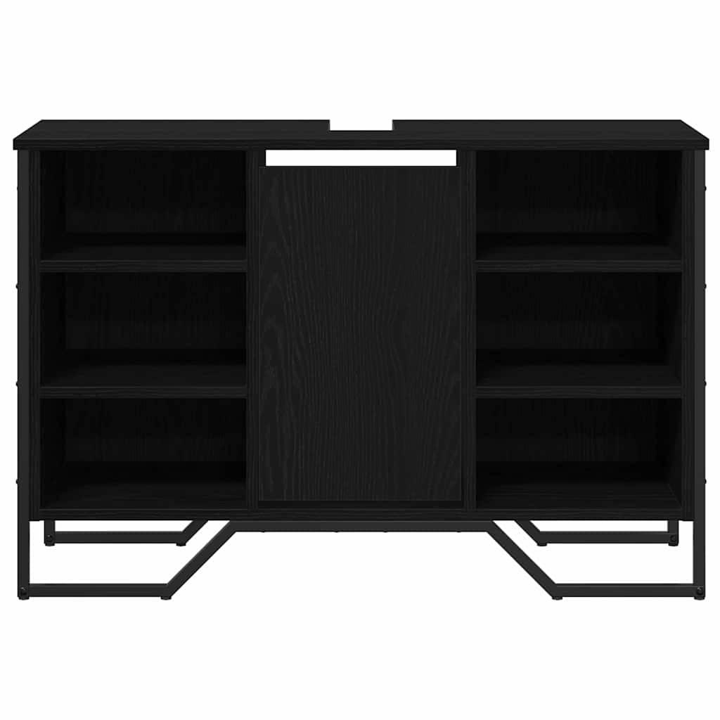 Waschbeckenschrank Schwarz Eichen-Optik 91 x 35 x 60 cm
