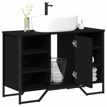 Waschbeckenschrank Schwarz Eichen-Optik 91 x 35 x 60 cm
