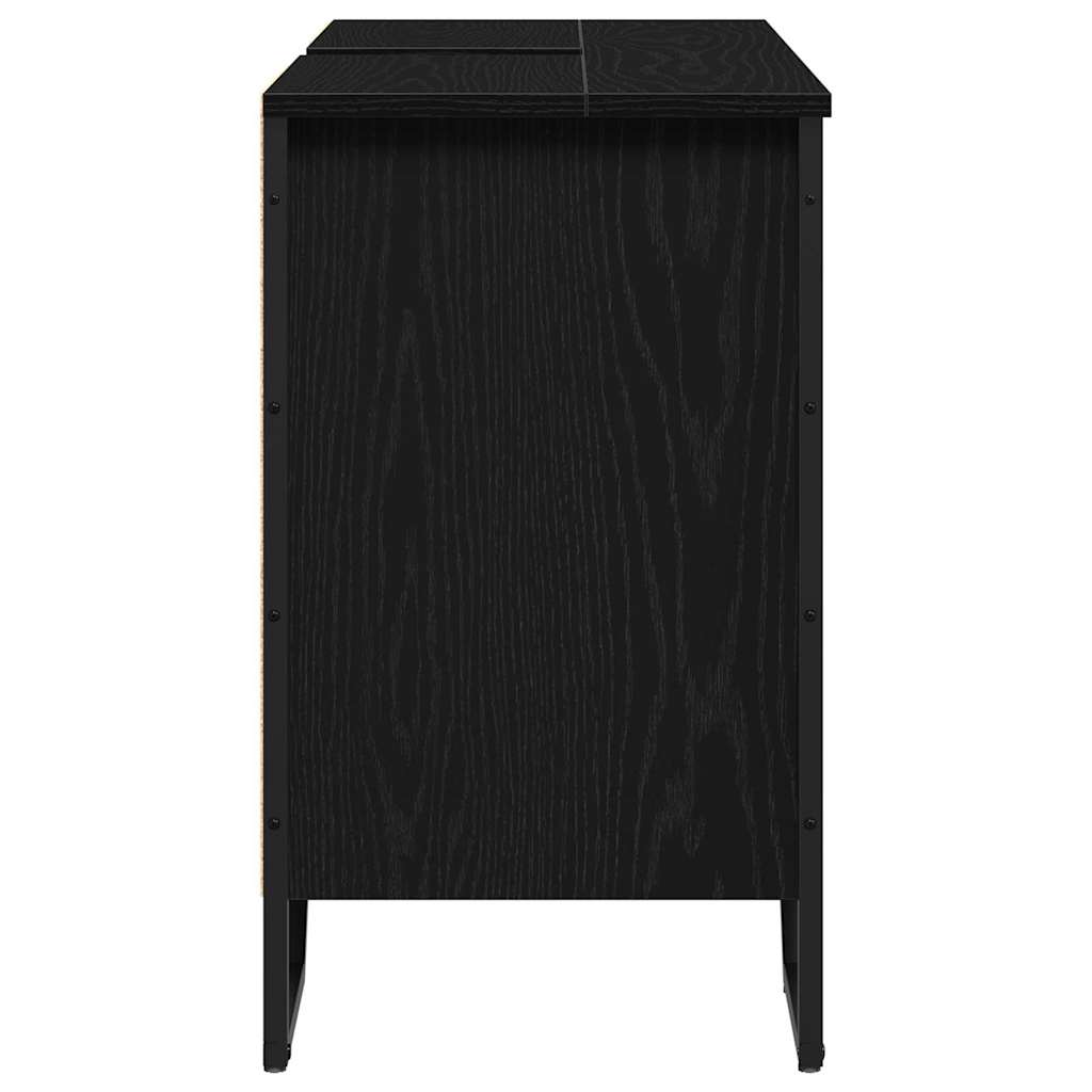 Waschbeckenschrank Schwarz Eichen-Optik 91 x 35 x 60 cm