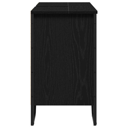 Waschbeckenschrank Schwarz Eichen-Optik 91 x 35 x 60 cm