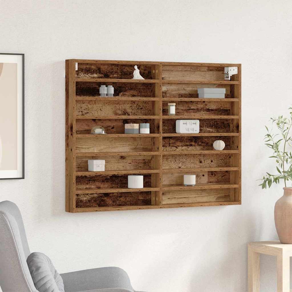 Vitrine Wandhalterung Altholz 100 x 8,5 x 75 cm Holzwerkstoff