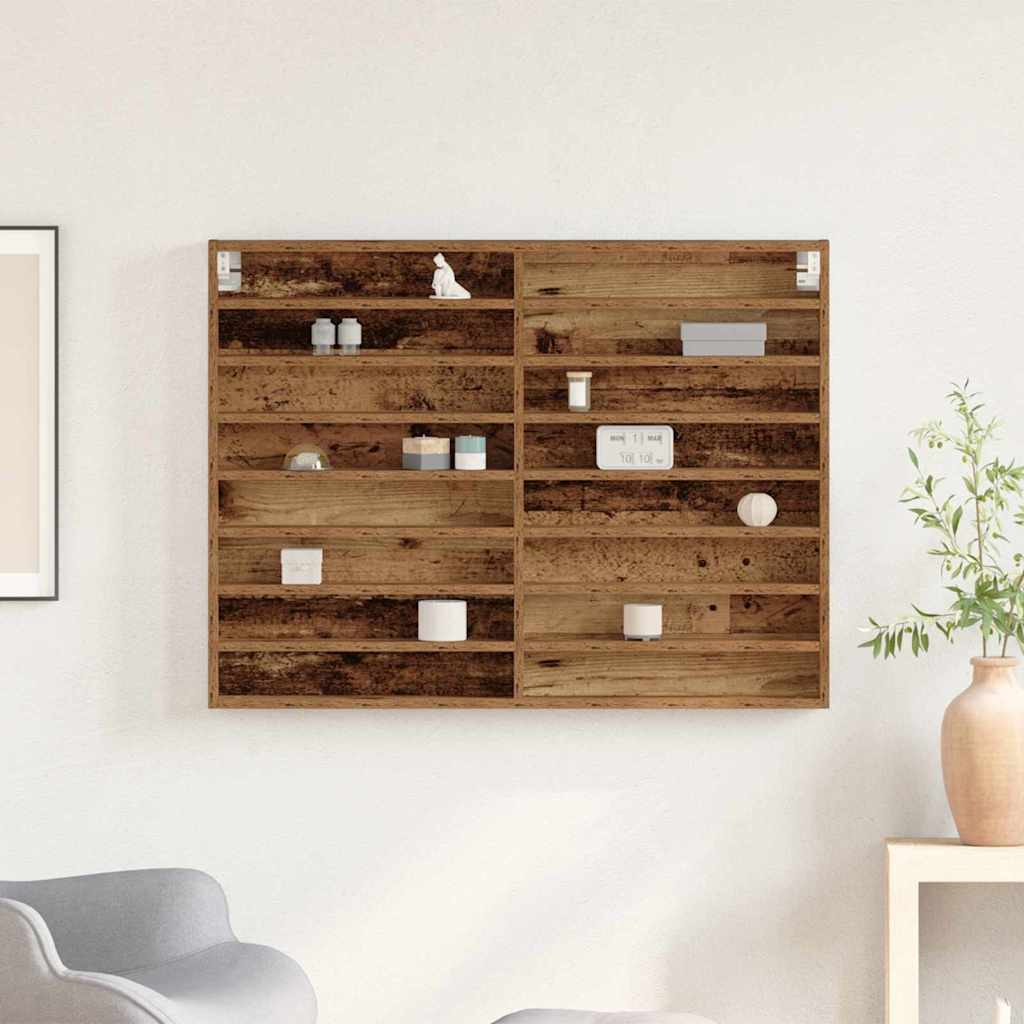 Vitrine Wandhalterung Altholz 100 x 8,5 x 75 cm Holzwerkstoff