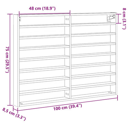 Vitrine Wandhalterung Artisan-Eiche 100 x 8,5 x 75 cm