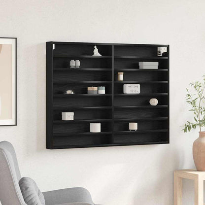 Vitrine Wandhalterung Schwarz Eichen-Optik 100 x 8,5 x 75 cm