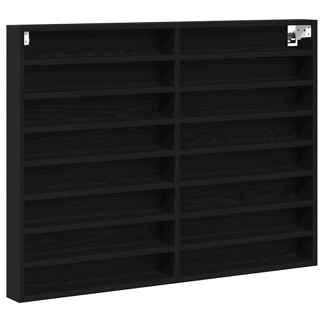 Vitrine Wandhalterung Schwarz Eichen-Optik 100 x 8,5 x 75 cm