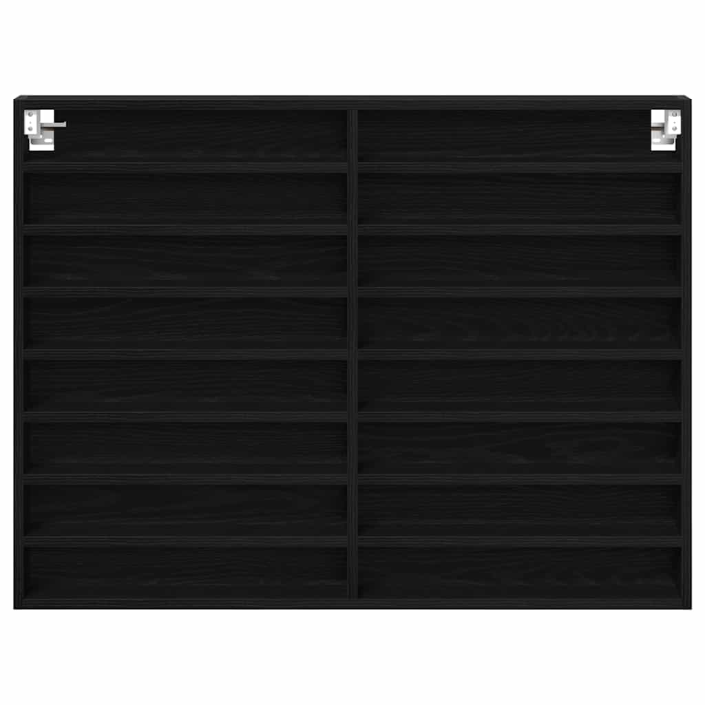 Vitrine Wandhalterung Schwarz Eichen-Optik 100 x 8,5 x 75 cm
