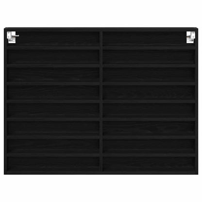 Vitrine Wandhalterung Schwarz Eichen-Optik 100 x 8,5 x 75 cm
