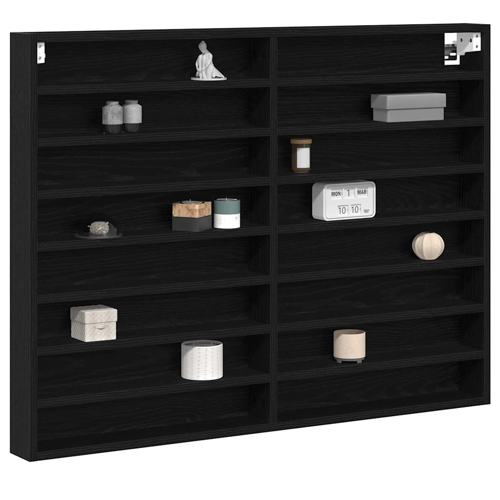 Vitrine Wandhalterung Schwarz Eichen-Optik 100 x 8,5 x 75 cm