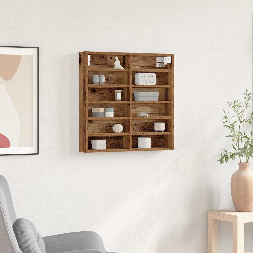 Vitrine Wandhalterung Altholz 60 x 8,5 x 58 cm Holzwerkstoff