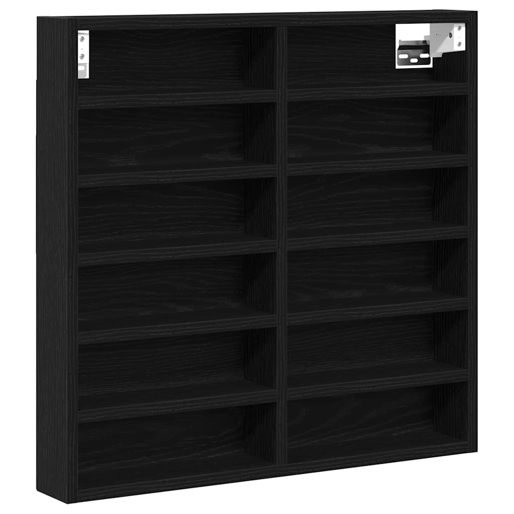 Vitrine Wandhalterung Schwarz Eichen-Optik 60 x 8,5 x 58 cm