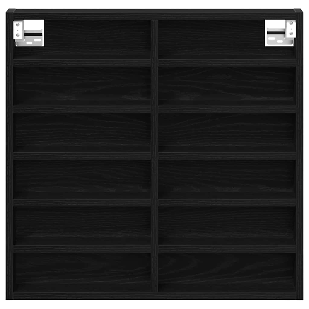 Vitrine Wandhalterung Schwarz Eichen-Optik 60 x 8,5 x 58 cm