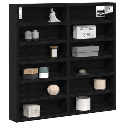 Vitrine Wandhalterung Schwarz Eichen-Optik 60 x 8,5 x 58 cm