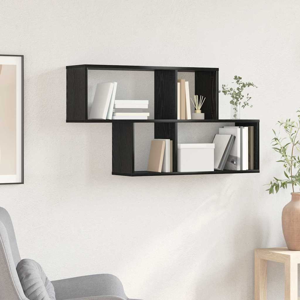 Wandregal mit Regal Wandmontiert Sonstiges Schwarz Eichen-Optik