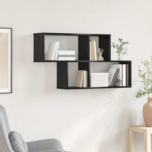 Wandregal mit Regal Wandmontiert Sonstiges Schwarz Eichen-Optik