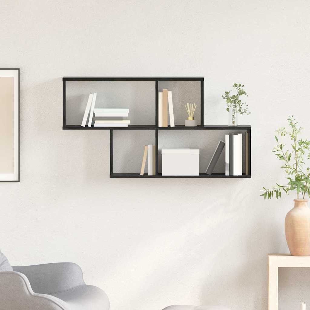 Wandregal mit Regal Wandmontiert Sonstiges Schwarz Eichen-Optik