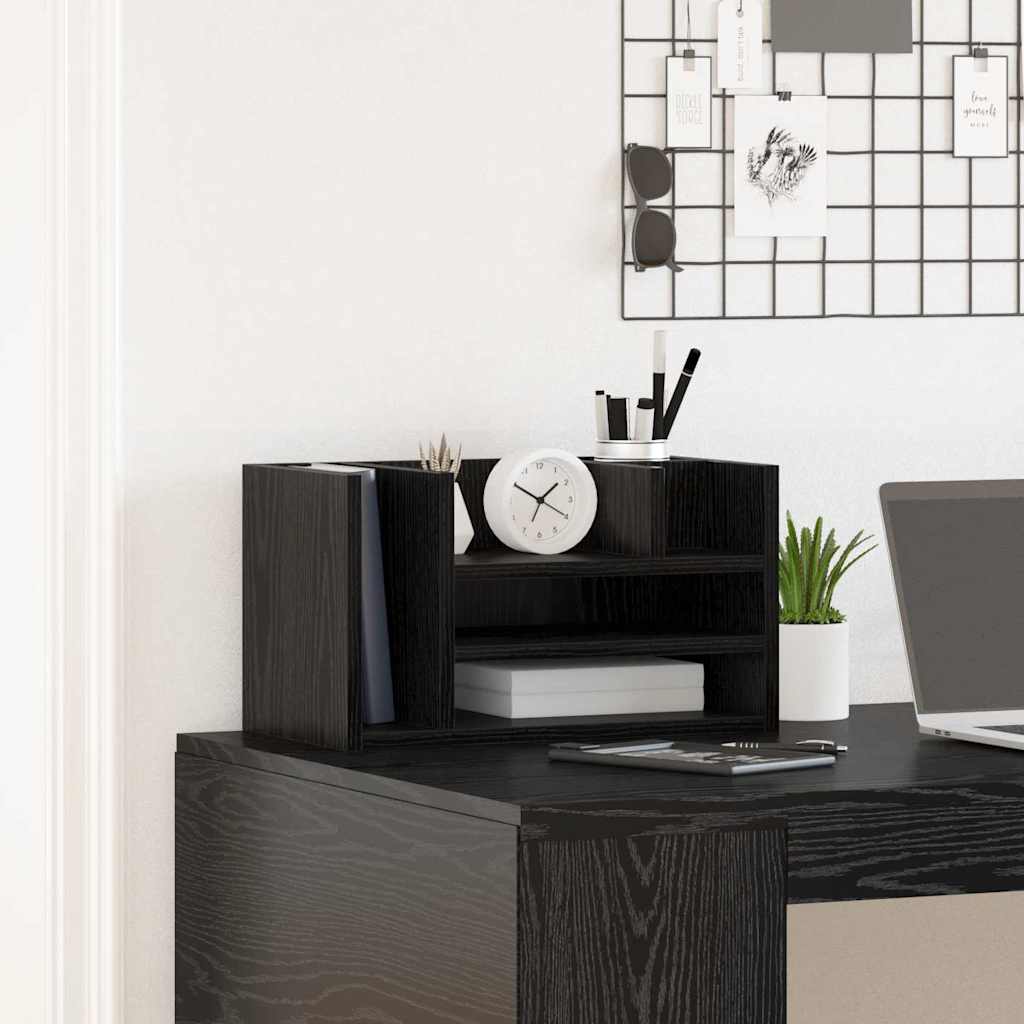 Schreibtisch Organizer Schwarz Eichen-Optik 44,5 x 24 x 25 cm