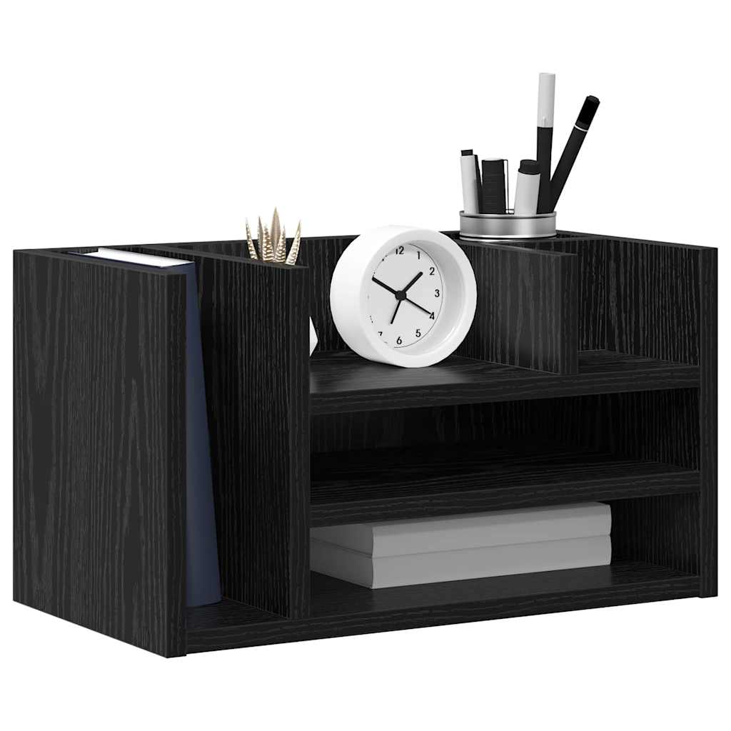 Schreibtisch Organizer Schwarz Eichen-Optik 44,5 x 24 x 25 cm
