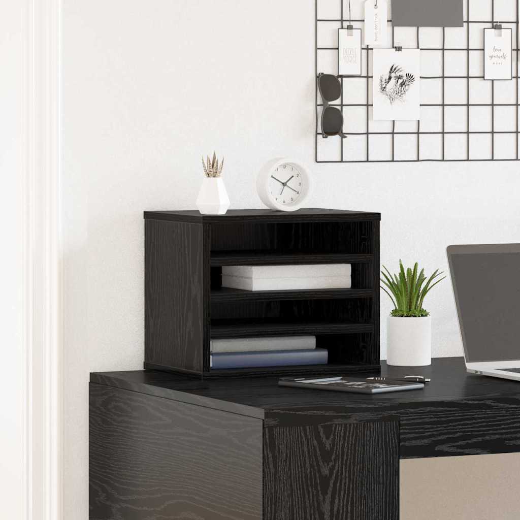 Schreibtisch Organizer Schwarz Eichen-Optik 36 x 26 x 29,5 cm
