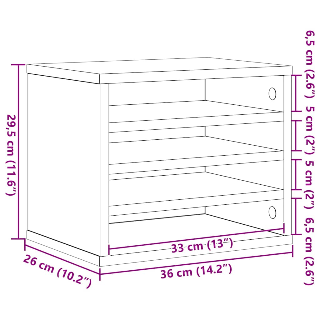 Schreibtisch Organizer Schwarz Eichen-Optik 36 x 26 x 29,5 cm