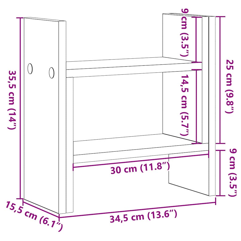 Schreibtisch Organizer Artisan-Eiche 34,5 x 15,5 x 35,5 cm